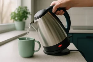 کتری برقی در حال ریختن آبجوش
